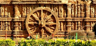 One of the great chariot wheels at the Sun Temple - Konarak